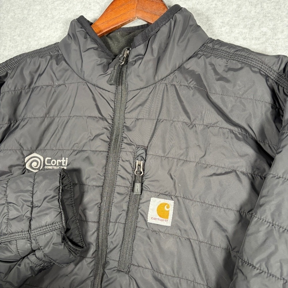Carhartt Gilliam Puffer Jacket Mens Large Black Rain Defender Embroidered